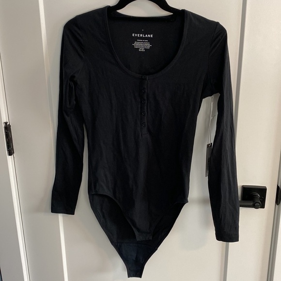 Everlane Black The Henley Bodysuit Size S NWT - Picture 2 of 9